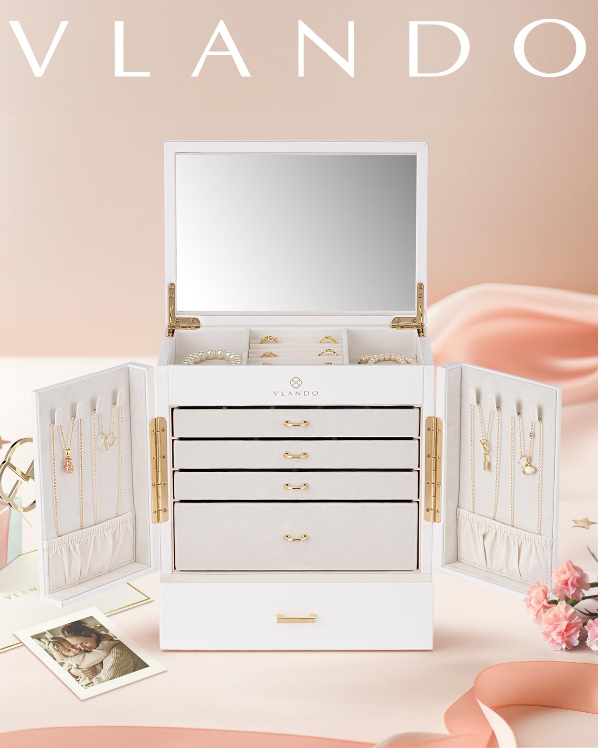 Amazon|Vlando 夢の唄 ジュエリーボックス (white)|ジュエリー収納 Amazon|Vlando 夢の唄 ジュエリーボックス (white)|ジュエリー収納